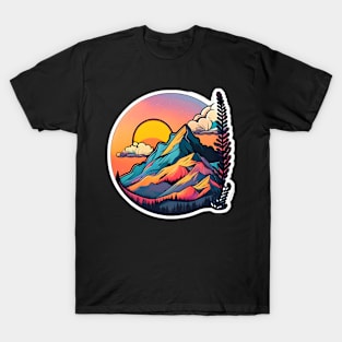 Sunset Mountain Sticker #6 T-Shirt